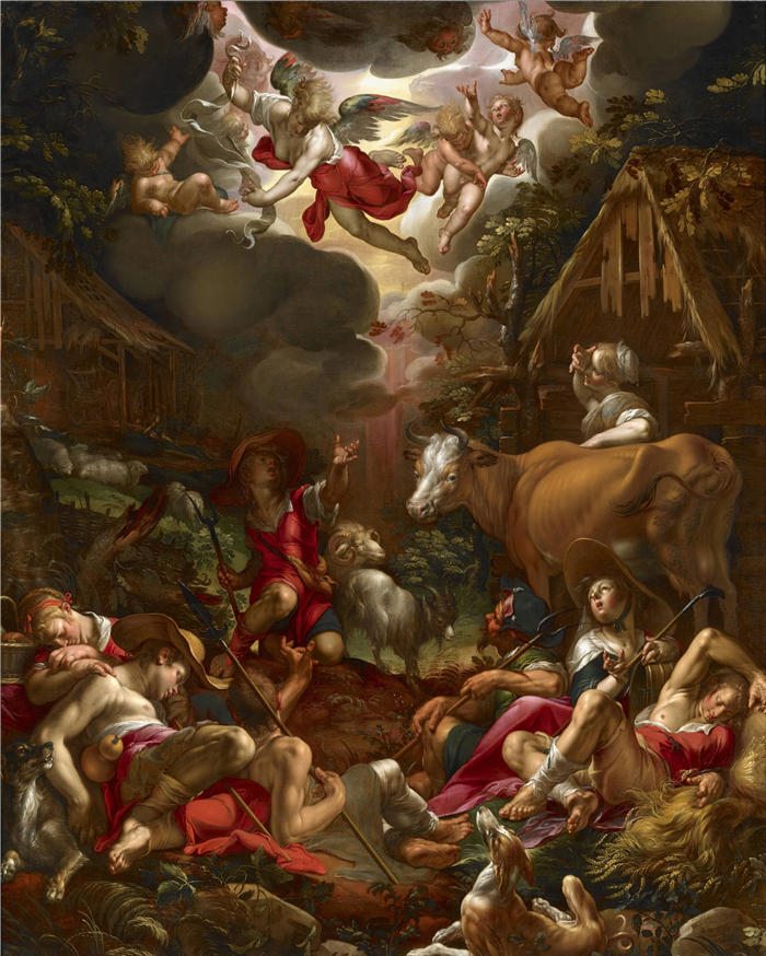 约阿希姆·维特维尔（Joachim Wtewael，荷兰画家）高清作品-《给牧羊人的通告》