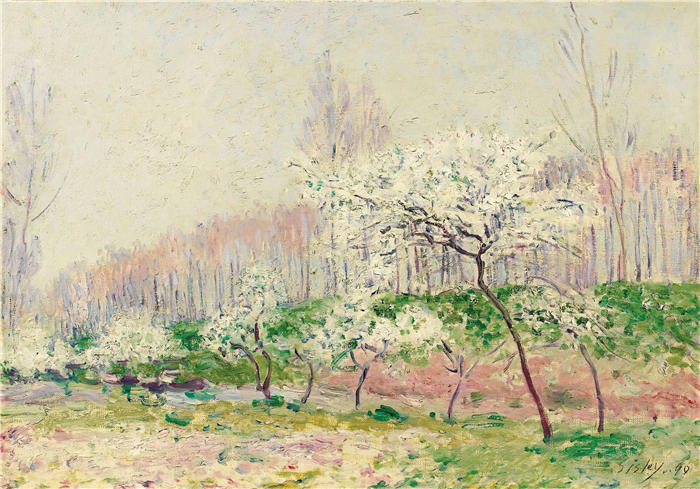 阿尔弗雷德·西斯利(Alfred Sisley,法国画家)高清作品-《花之舞(1890)》