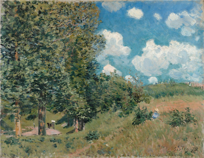 阿尔弗雷德·西斯利(Alfred Sisley,法国画家)高清作品-《从凡尔赛到圣日耳曼的路(1875 年)》