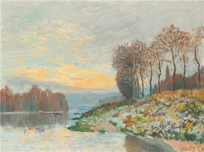阿尔弗雷德·西斯利(Alfred Sisley,法国画家)高清作品-《布吉瓦尔附近的塞纳河(1874年)》
