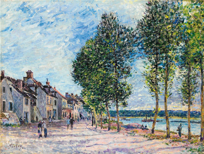 阿尔弗雷德·西斯利(Alfred Sisley,法国画家)高清作品-《拉塞纳河 À Bougival (1876-77)》