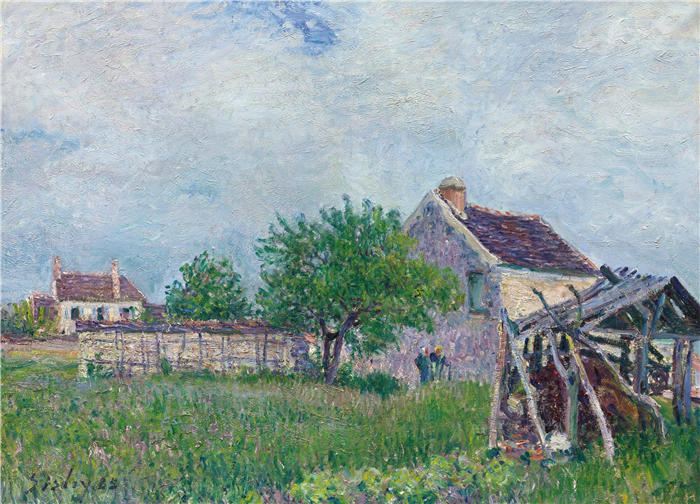 阿尔弗雷德·西斯利(Alfred Sisley,法国画家)高清作品-《萨布隆的老沙米埃(1885)》