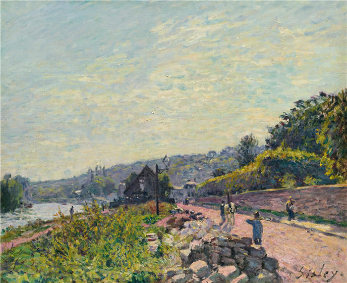 阿尔弗雷德·西斯利(Alfred Sisley,法国画家)高清作品-《下梅顿的塞纳河(约1878-1879)》