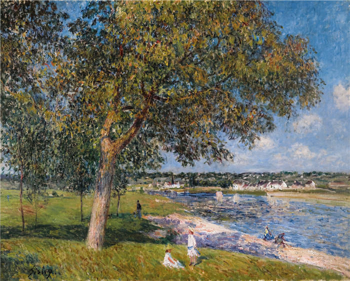 阿尔弗雷德·西斯利(Alfred Sisley,法国画家)高清作品-《汤姆里草原上的一棵核桃树1880》
