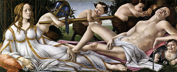 前500幅世界名画-《金星与火星》 桑德罗·波提切利 - 蛋彩画 - 69 x 173 cm