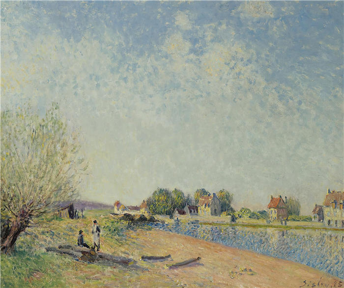 阿尔弗雷德·西斯利(Alfred Sisley,法国画家)高清作品-《圣玛梅斯的卢昂运河(1885年)》