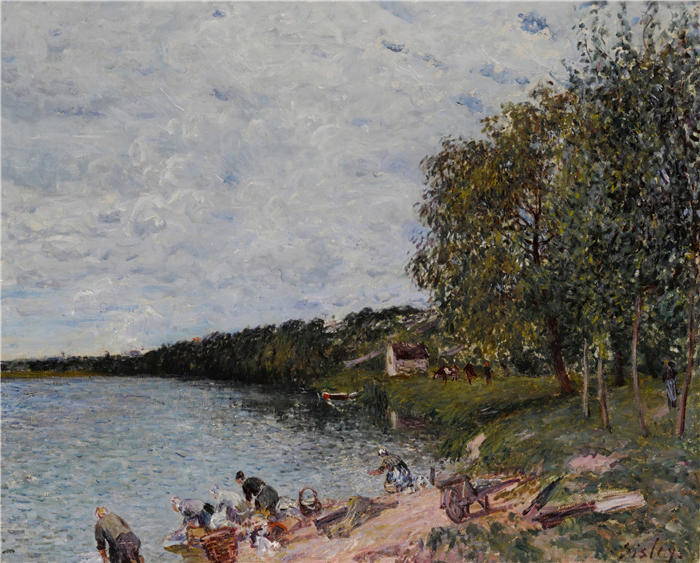 阿尔弗雷德·西斯利(Alfred Sisley,法国画家)高清作品-《香槟附近的薰衣草店(1879年)》