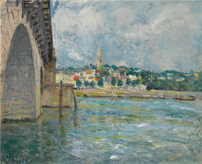阿尔弗雷德·西斯利(Alfred Sisley,法国画家)高清作品-《勒庞德圣克劳德 (1877)》