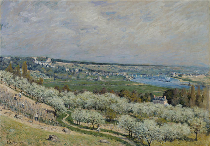 阿尔弗雷德·西斯利(Alfred Sisley,法国画家)高清作品-《圣日耳曼的露台,春天(1875年)》