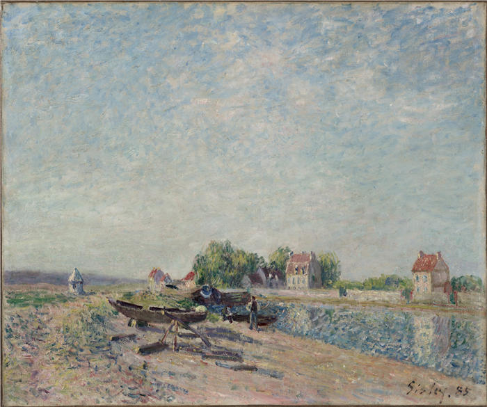阿尔弗雷德·西斯利(Alfred Sisley,法国画家)高清作品-《圣马梅,洛因运河 (1885)》