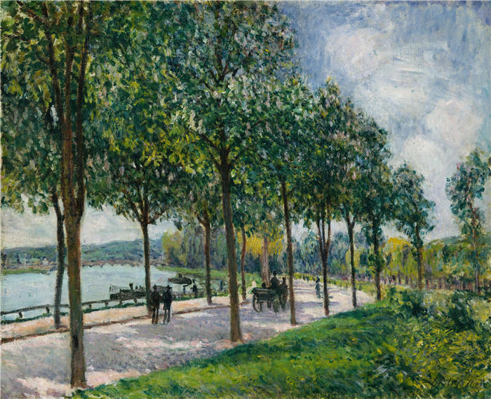 阿尔弗雷德·西斯利(Alfred Sisley,法国画家)高清作品-《栗树大道(1878 年)》