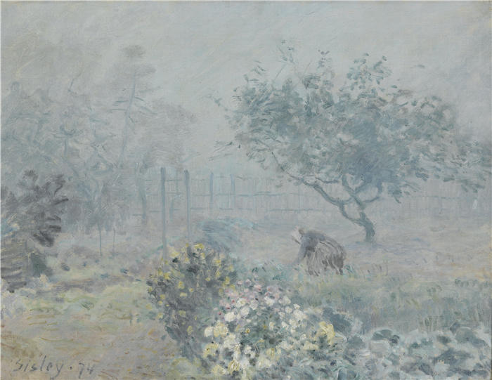 阿尔弗雷德·西斯利(Alfred Sisley,法国画家)高清作品-《雾,邻居(1874)》
