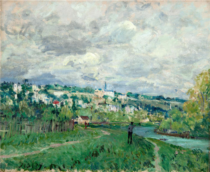 阿尔弗雷德·西斯利(Alfred Sisley,法国画家)高清作品-《圣克劳德附近的塞纳河 (1877)》