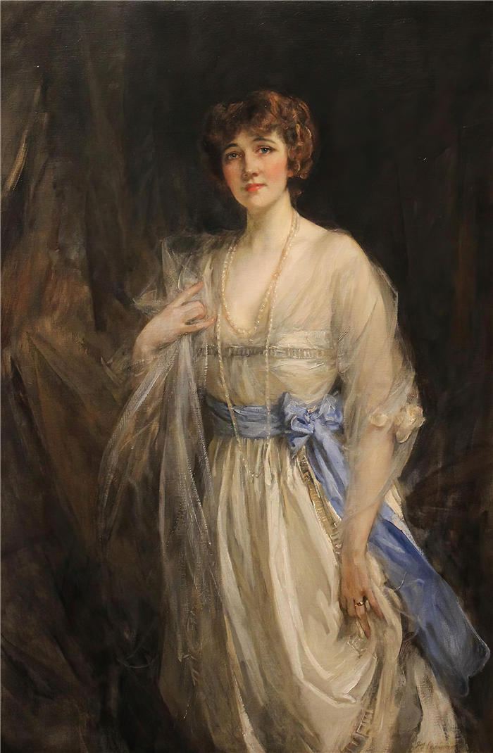 詹姆斯·杰布萨·香农 (James Jebusa Shannon，美国画家)高清作品-《格蕾丝夫人舞 (1917)》
