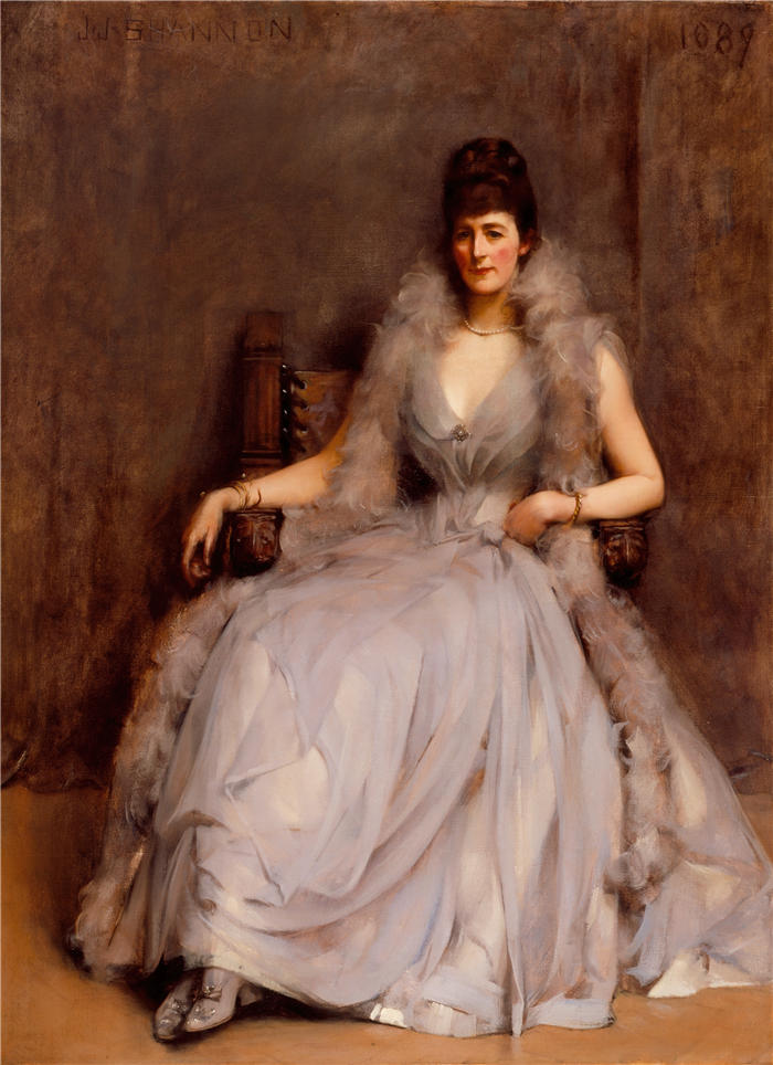 詹姆斯·杰布萨·香农 (James Jebusa Shannon，美国画家)高清作品-《塞西莉亚塔的肖像（1889 年）》