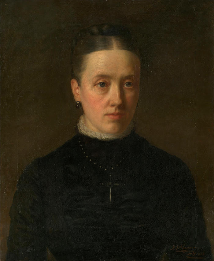詹姆斯·杰布萨·香农 (James Jebusa Shannon，美国画家)高清作品-《霍拉蒂亚·斯托福德小姐 (1835-1920) (1880)》