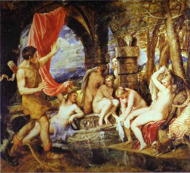 前500幅世界名画-《戴安娜与阿克泰翁》 Tiziano Vecellio，提香 (Titian) - 油