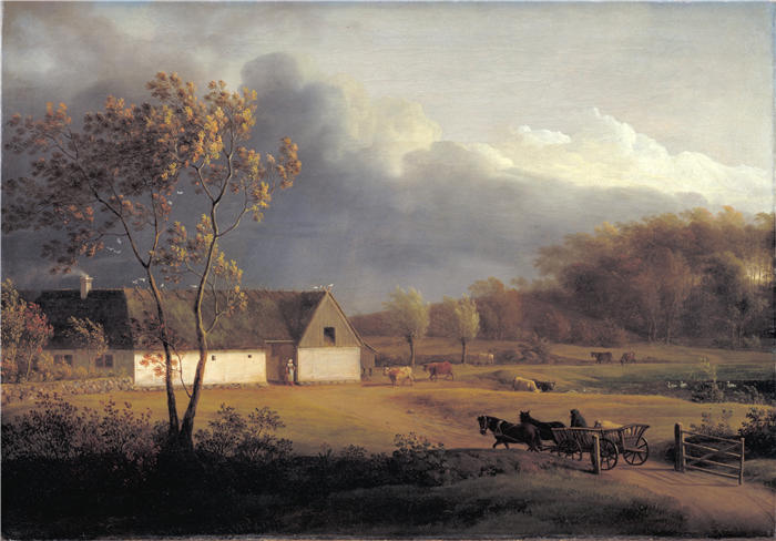 延斯·尤尔（Jens Juel，丹麦画家）高清作品-《新西兰农舍后面酝酿的风暴 (1791 – 1793)》