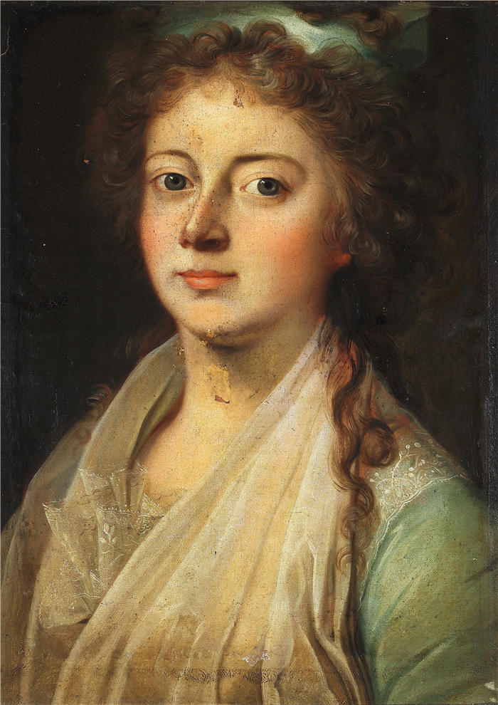 延斯·尤尔（Jens Juel，丹麦画家）高清作品-《玛丽苏菲弗雷德里克女王的肖像（1767 年）》