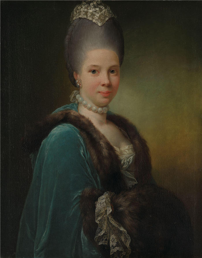延斯·尤尔（Jens Juel，丹麦画家）高清作品-《Bodilla Birgitte von Munthe af Morgenstierne 的肖像（1772 年）》