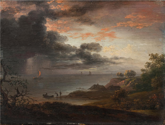 延斯·尤尔（Jens Juel，丹麦画家）高清作品-《雷雨落海（1791） 》