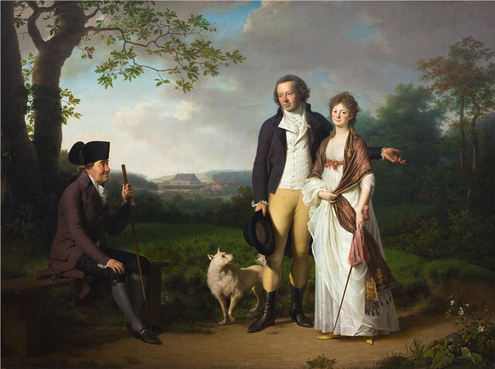 延斯·尤尔（Jens Juel，丹麦画家）高清作品-《Niels Ryberg 和他的儿子 Johan Christian 和他的儿媳 Engelke，née Falbe (1797)》