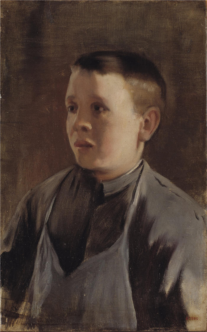 圣地亚哥·鲁西尼奥尔（Santiago Rusiñol，西班牙画家）高清作品-《男孩肖像（1893-1895）》