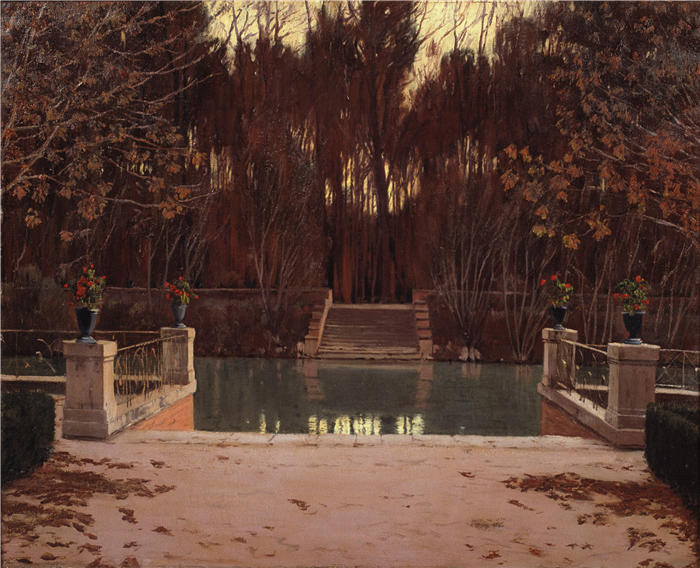 圣地亚哥·鲁西尼奥尔(Santiago Rusiñol,西班牙画家)高清作品-《登陆阶段(1911)》