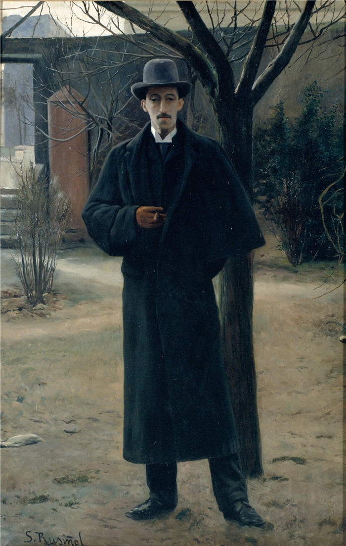 圣地亚哥·鲁西尼奥尔(Santiago Rusiñol,西班牙画家)高清作品-《Miquel Utrillo 的肖像》