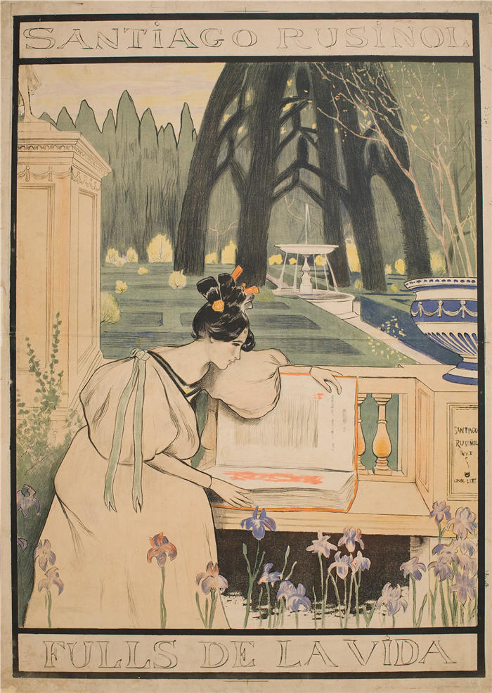 圣地亚哥·鲁西尼奥尔(Santiago Rusiñol,西班牙画家)高清作品-《Fulls de la vida (1898)》