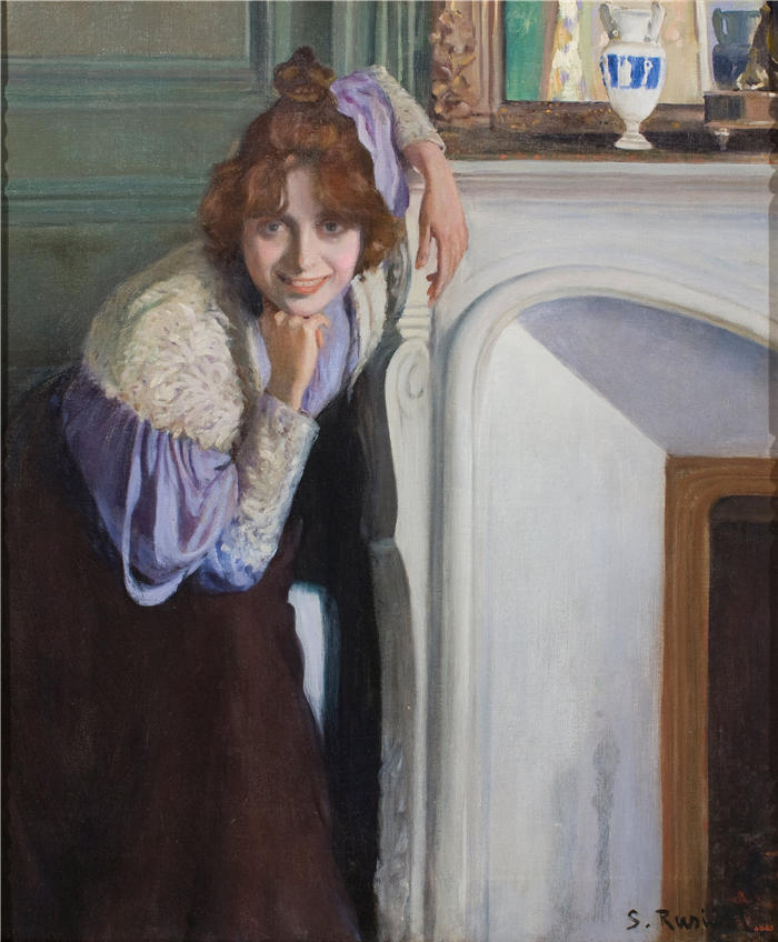 圣地亚哥·鲁西尼奥尔(Santiago Rusiñol,西班牙画家)高清作品-《爱笑的女孩 (1894)》