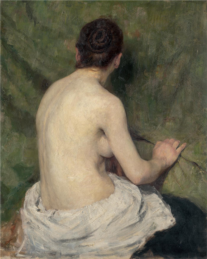 约瑟夫·哈努拉（Jozef Hanula，斯洛伐克画家）高清作品-《女性裸体研究（1895-1897）》