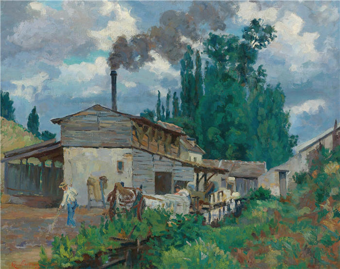 让·巴蒂斯特·阿曼德·纪尧姆(Jean Baptiste Armand Guillaumin,法国画家)高清作品-《比弗河畔(1875年)》