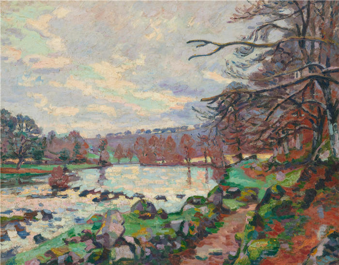 让·巴蒂斯特·阿曼德·纪尧姆（Jean Baptiste Armand Guillaumin，法国画家）高清作品-《克罗赞特Genetin大坝（约1898年）》