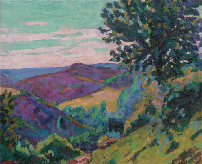 让·巴蒂斯特·阿曼德·纪尧姆(Jean Baptiste Armand Guillaumin,法国画家)高清作品-《克罗赞风景(1922)》