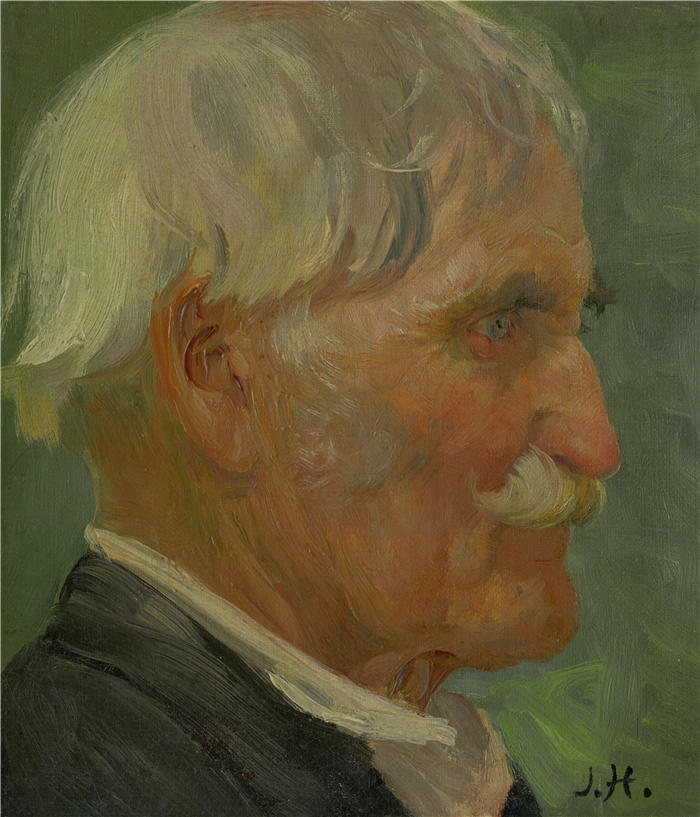 约瑟夫·哈努拉（Jozef Hanula，斯洛伐克画家）高清作品-《老人头 (1890–1900)》
