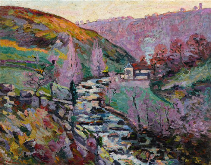 让·巴蒂斯特·阿曼德·纪尧姆(Jean Baptiste Armand Guillaumin,法国画家)高清作品-《克罗赞特,疯狂,晚上(1910年)》