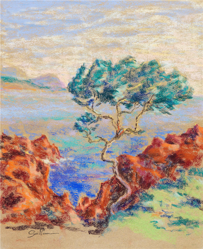 让·巴蒂斯特·阿曼德·纪尧姆（Jean Baptiste Armand Guillaumin，法国画家）高清作品-《南方景观（1914年）》