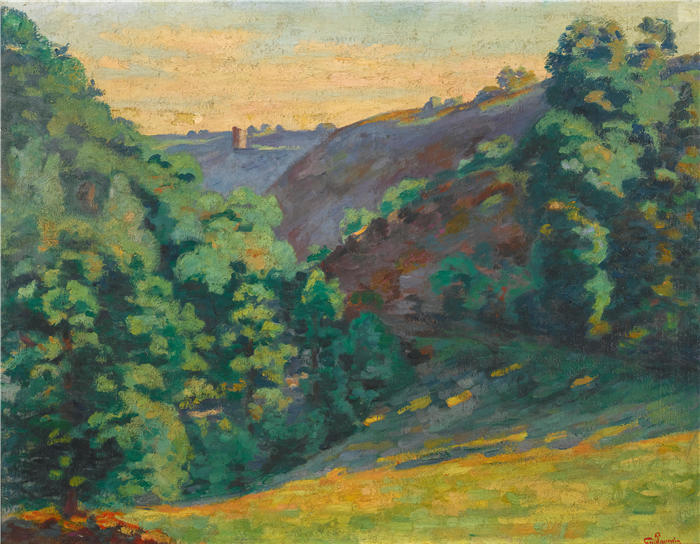 让·巴蒂斯特·阿曼德·纪尧姆（Jean Baptiste Armand Guillaumin，法国画家）高清作品-《克罗赞特，疯狂的塞德尔峡谷（约1910年）》