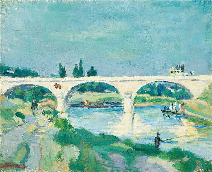让·巴蒂斯特·阿曼德·纪尧姆（Jean Baptiste Armand Guillaumin，法国画家）高清作品-《Le Pont De Charenton, 法兰西岛》