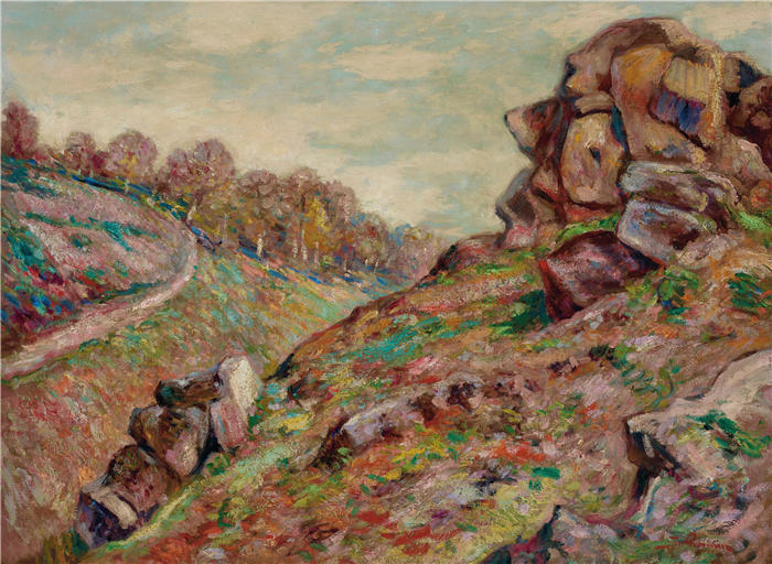 让·巴蒂斯特·阿曼德·纪尧姆（Jean Baptiste Armand Guillaumin，法国画家）高清作品-《塞德尔的高度，坩埚的景观（约1895年）》