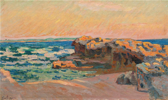 让·巴蒂斯特·阿曼德·纪尧姆（Jean Baptiste Armand Guillaumin，法国画家）高清作品-《圣帕莱的岩石（约1892年）》
