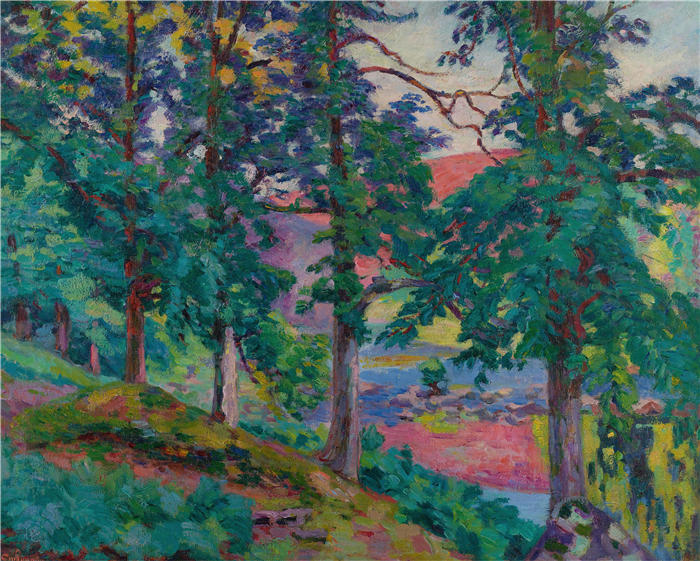 让·巴蒂斯特·阿曼德·纪尧姆（Jean Baptiste Armand Guillaumin，法国画家）高清作品-《坩埚景观（约1910年）》