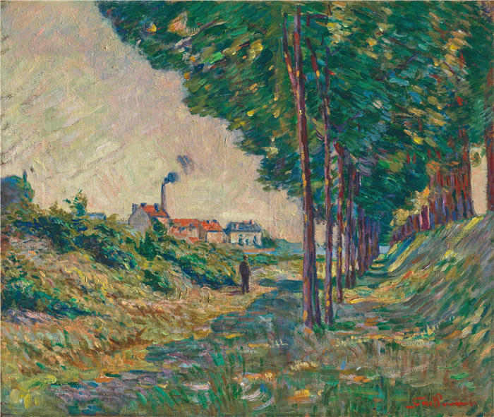 让·巴蒂斯特·阿曼德·纪尧姆(Jean Baptiste Armand Guillaumin,法国画家)高清作品-《Le chemin de halage à Charenton,法兰西岛(1885
