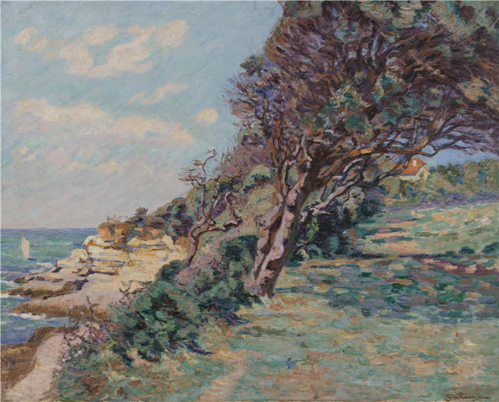 让·巴蒂斯特·阿曼德·纪尧姆（Jean Baptiste Armand Guillaumin，法国画家）高清作品-《圣帕莱尔，拉波因特海关（1892年）》