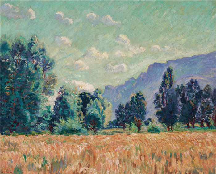 让·巴蒂斯特·阿曼德·纪尧姆（Jean Baptiste Armand Guillaumin，法国画家）高清作品-《伊斯雷山谷，格拉尼尔山（1901年）》