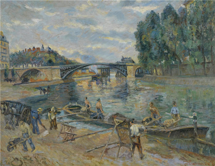 让·巴蒂斯特·阿曼德·纪尧姆(Jean Baptiste Armand Guillaumin,法国画家)高清作品-《巴黎萨利桥(约1886年)》