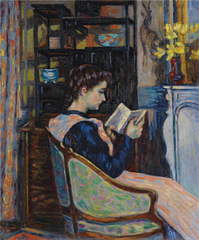 让·巴蒂斯特·阿曼德·纪尧姆（Jean Baptiste Armand Guillaumin，法国画家）高清作品-《纪尧敏·利桑特小姐 (1907)》