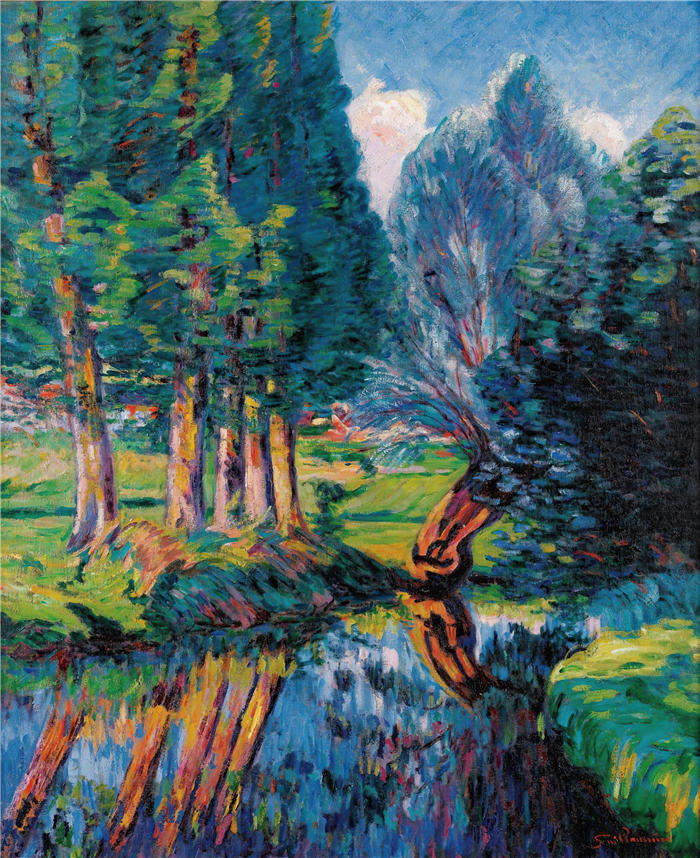 让·巴蒂斯特·阿曼德·纪尧姆(Jean Baptiste Armand Guillaumin,法国画家)高清作品-《布吕勒风景(1890)》