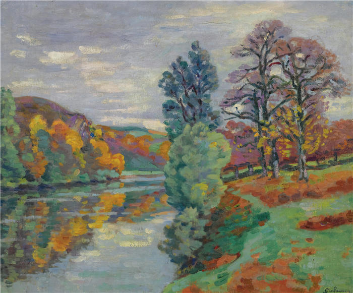 让·巴蒂斯特·阿曼德·纪尧姆(Jean Baptiste Armand Guillaumin,法国画家)高清作品-《La Roche de l'Echo,克罗赞(1913年)》